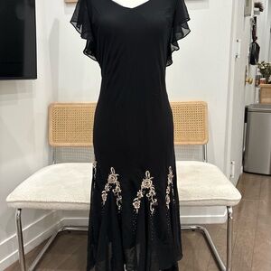 Vintage Black beaded maxi dress! 
Whimsey goth/ fairy core